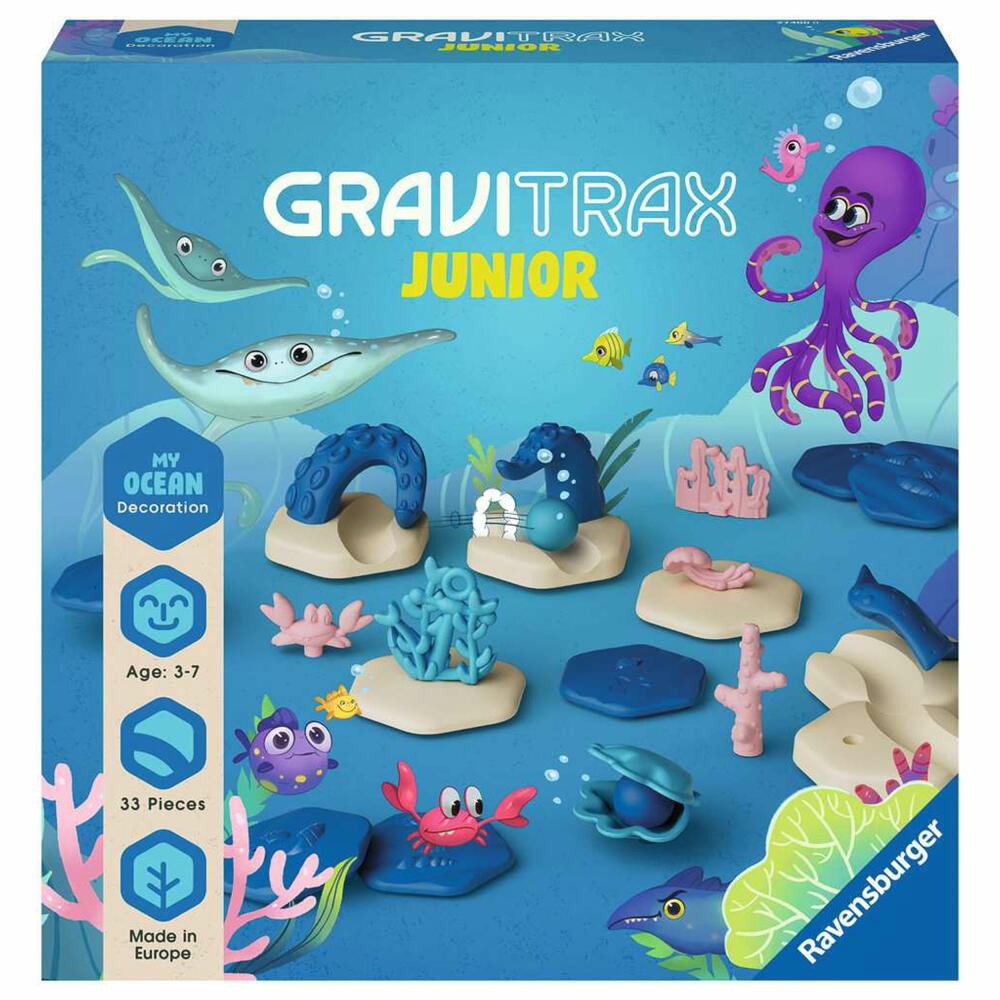 Ravensburger GraviTrax Junior Extension Ocean, Erweiterung, Kugelbahnsystem, Kugelbahn, Zubehör, 27400