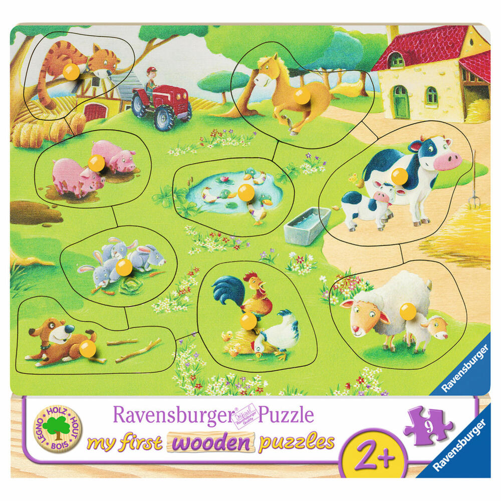 Ravensburger Puzzle Kleiner Bauernhof, My First Wooden Puzzles, Kinderpuzzle, Legespiel, Kinder Spiel, Puzzlespiel, 9 Teile, 03683 7