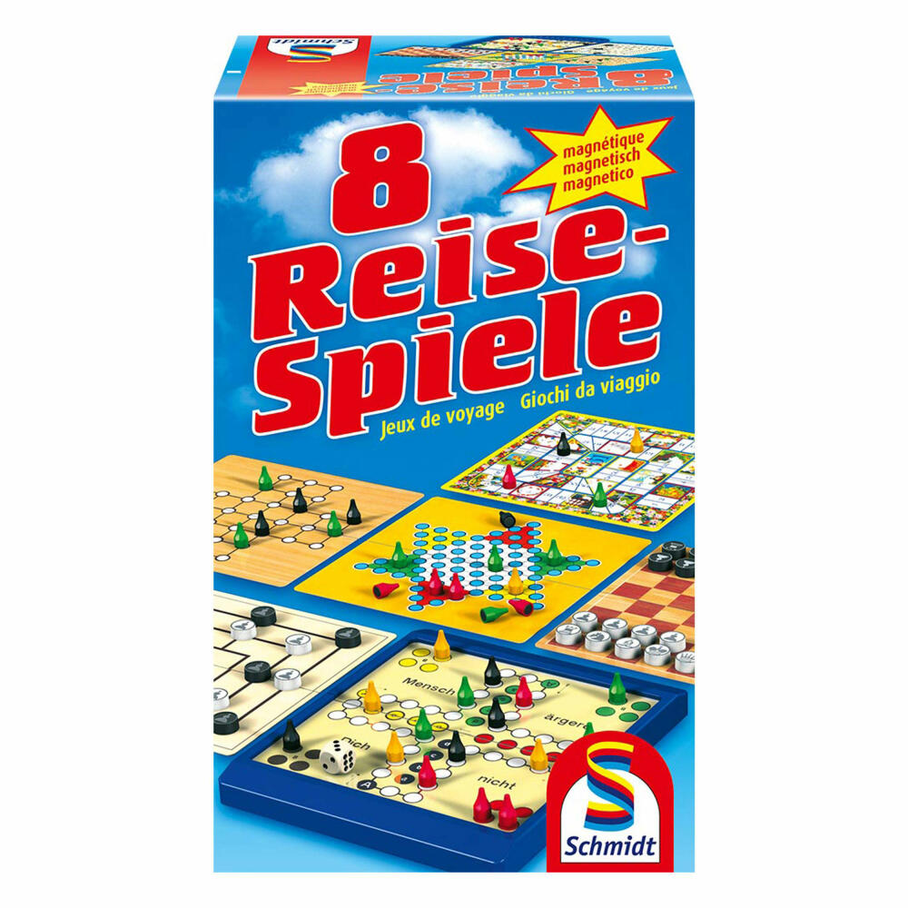 Schmidt Spiele 8 Reise-Spiele, magnetisch, Spielesammlung, 1 bis 4 Spieler, 49102