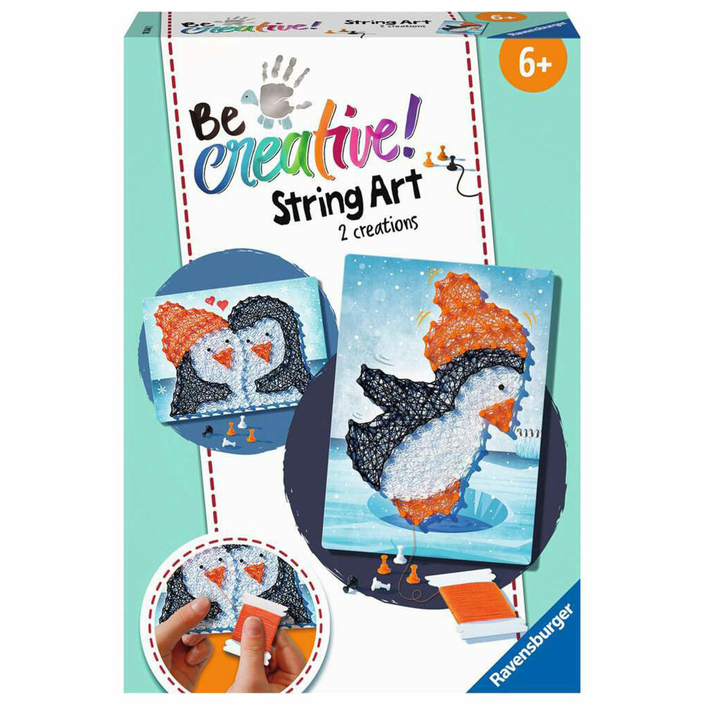 Ravensburger BeCreative String Art Pinguine, Bastelset, Nagelbilder, Bastel Set, Basteln, 18244