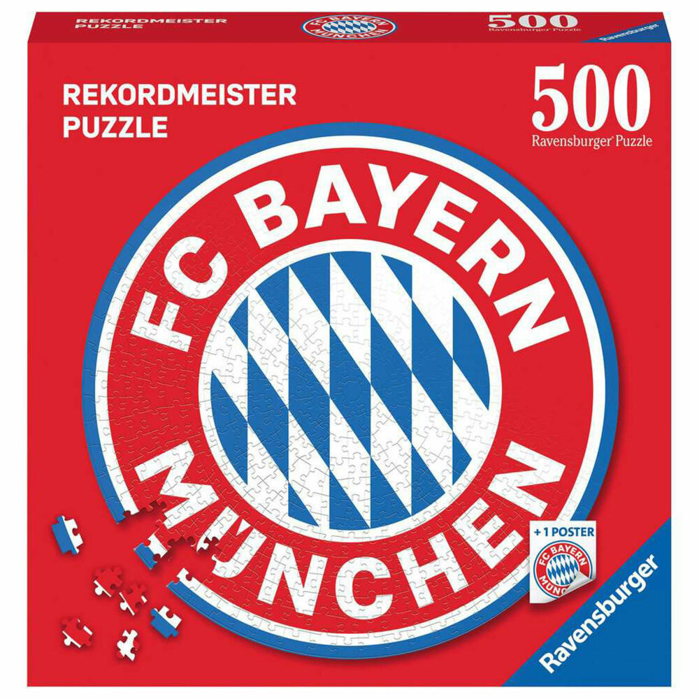 Ravensburger FC Bayern Logo, Rund, Puzzle, Erwachsenenpuzzle, Premium Qualität, 500 Teile, 17452