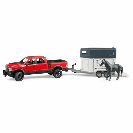 Bruder Freizeit RAM 2500 Power Wagon, mit Pferdeanhänger und Pferd, Pick Up Truck, Modellfahrzeug, Modell Fahrzeug, Spielzeug, 02501