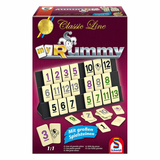 Schmidt Spiele Classic Line, MyRummy, mit großen Spielfiguren, Familienspiel - Classic Line, 2 bis 4 Spieler, 49282