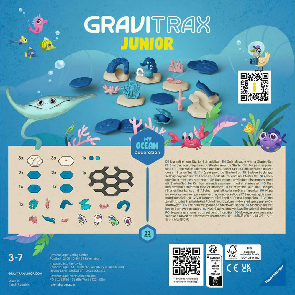 Ravensburger GraviTrax Junior Extension Ocean, Erweiterung, Kugelbahnsystem, Kugelbahn, Zubehör, 27400