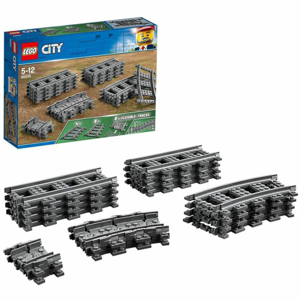 LEGO City Schienen und Kurven, 20-tlg., Zubehör Eisenbahn, Konstruktionsspielzeug, ab 5 Jahre, 60205