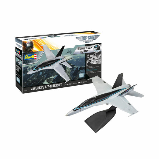 Revell Bausatz Mavericks F/A-18 Hornet Top Gun, Flugzeug, Modellbausatz, Easy Click System, ohne Kleben, 14 Teile, ab 10 Jahre, 04965