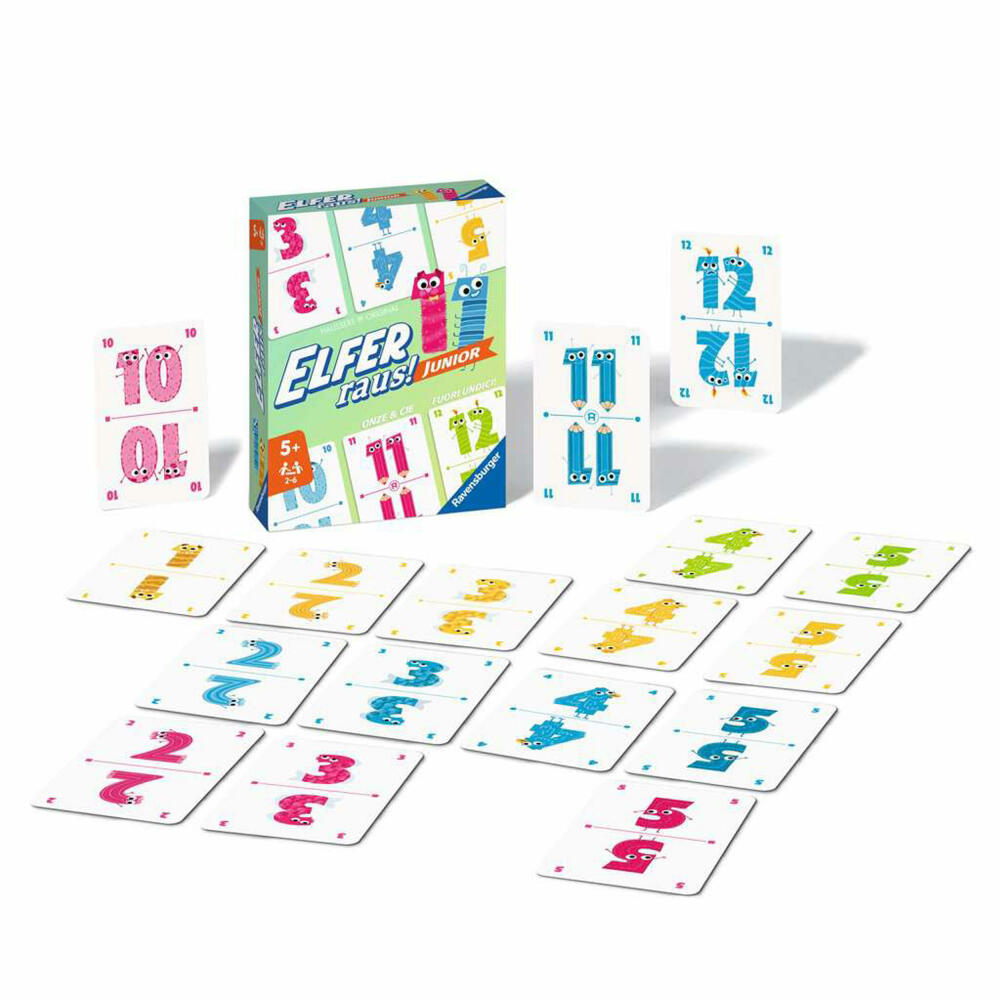 Ravensburger Elfer raus! Junior, Kartenspiel, Gesellschaftsspiel, Familienspiel, Kinderspiel, Kinder, 20947