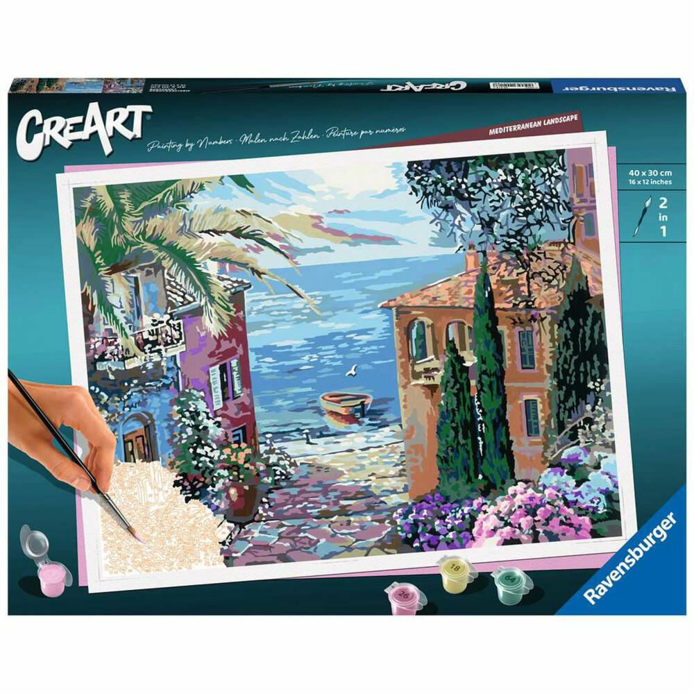 Ravensburger CreArt Mediterranean Landscape, Malen nach Zahlen, Malset, Malvorlage, 20218