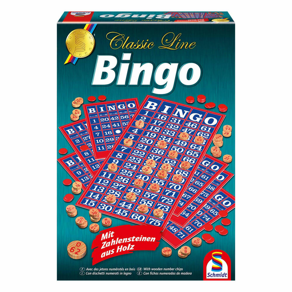 Schmidt Spiele Classic Line, Bingo, Familienspiel - Classic Line, 2 bis 20 Spieler, 49089