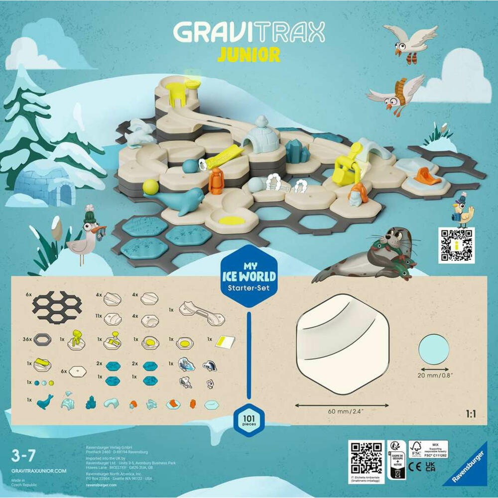 Ravensburger GraviTrax Junior Starter-Set L Ice, Kugelbahnsystem, Kugelbahn, Bausatz, ab 3 Jahren, 27060