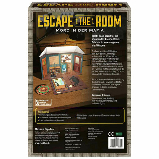 Ravensburger ThinkFun Escape the Room - Mord in der Mafia, Detektiv-Spiel, Exit Spiel, Gesellschaftsspiele, ab 14 Jahren, 76535