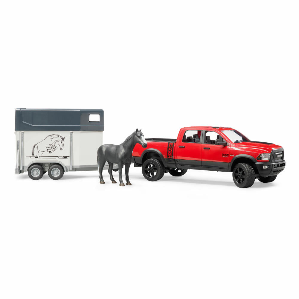 Bruder Freizeit RAM 2500 Power Wagon, mit Pferdeanhänger und Pferd, Pick Up Truck, Modellfahrzeug, Modell Fahrzeug, Spielzeug, 02501