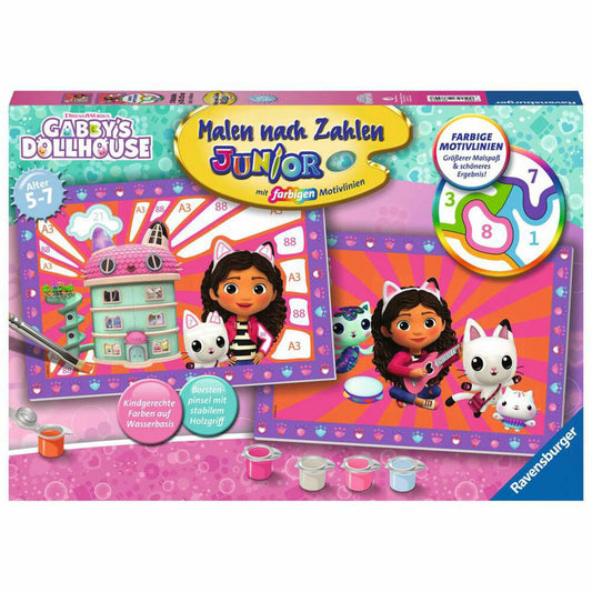 Ravensburger Malen nach Zahlen Junior Gabbys Dollhouse, Malset, Malvorlage, Malen, 23754