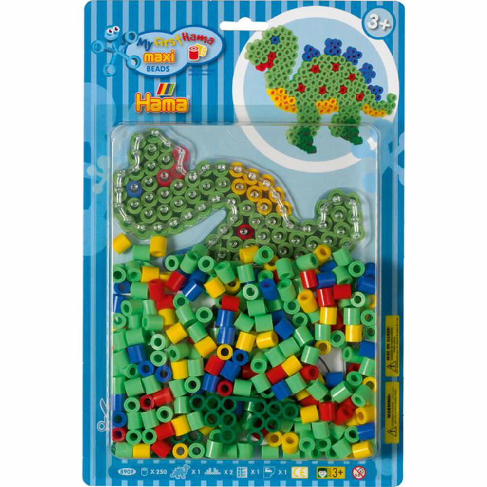 Hama Bügelperlen Maxi - Blisterset Dino - 1 Stiftplatte Dinosaurier, 250 Perle