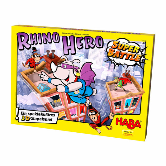 HABA Rhino Hero – Super Battle, Geschicklichkeitsspiel, Gesellschaftsspiel, Kinderspiele, Spiel, 302808