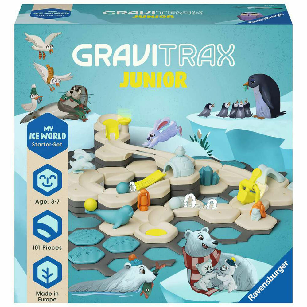 Ravensburger GraviTrax Junior Starter-Set L Ice, Kugelbahnsystem, Kugelbahn, Bausatz, ab 3 Jahren, 27060