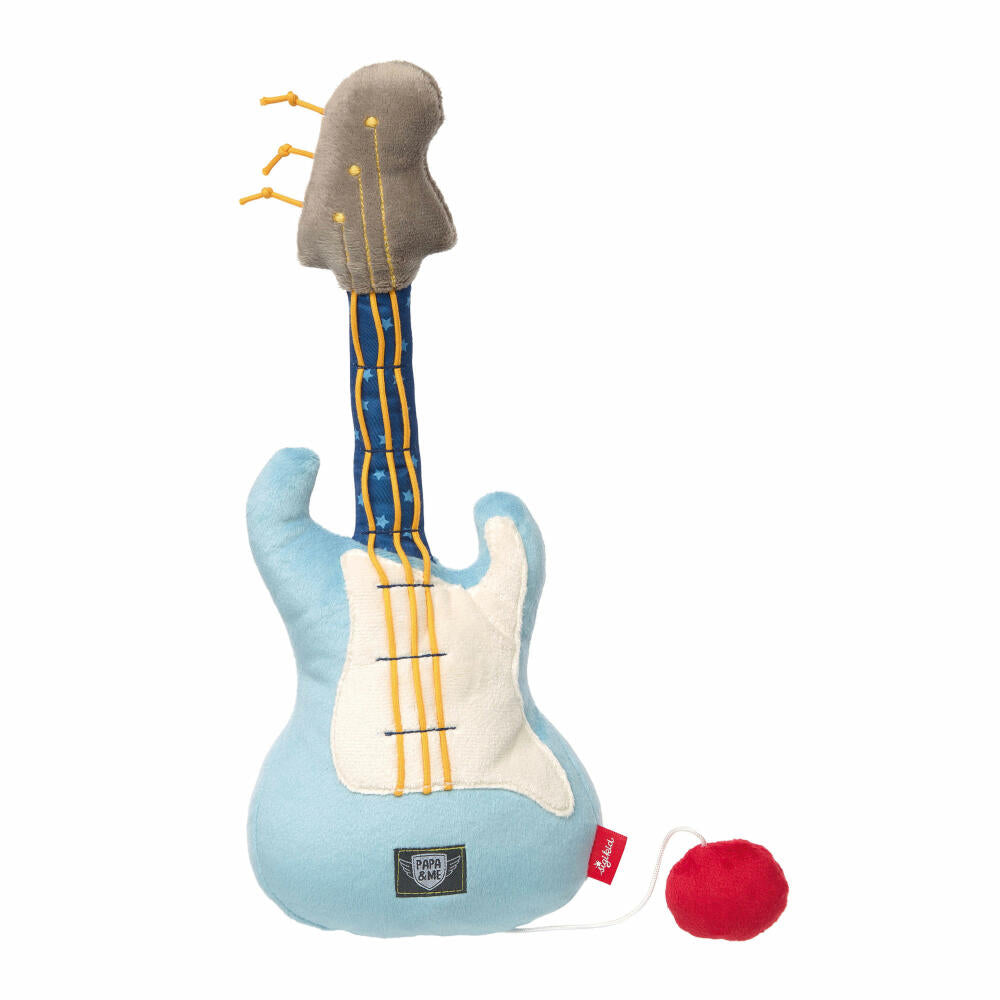 sigikid Papa & Me Rassel Gitarre, Vibrationsrassel, Greifling, Rassel, Rasselgreifling, Babyspielzeug, Baby Spielzeug, L 36 cm, 41923