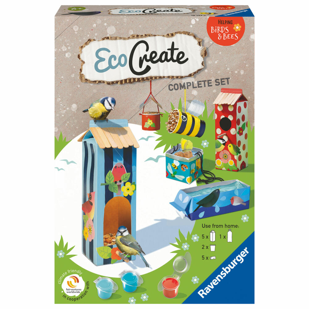 Ravensburger EcoCreate Helping Birds and Bees, Bastelset, Kreativset, Bastel Set, Kinder, Upcycling, Basteln, 18143