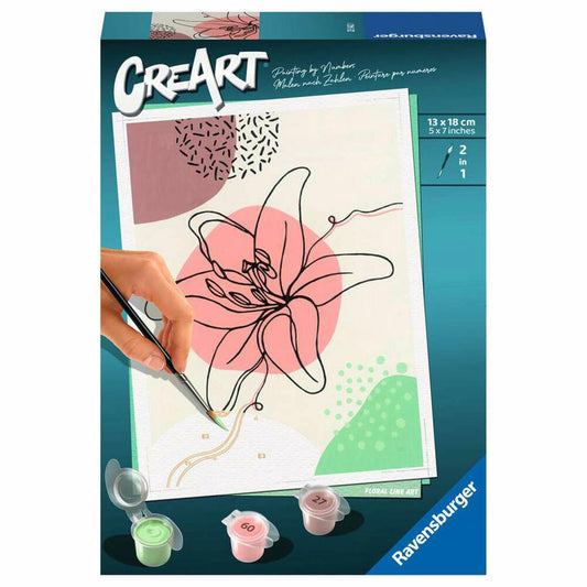 Ravensburger CreArt Floral Line Art, Malen nach Zahlen, Malset, Malvorlage, Malen, 23542