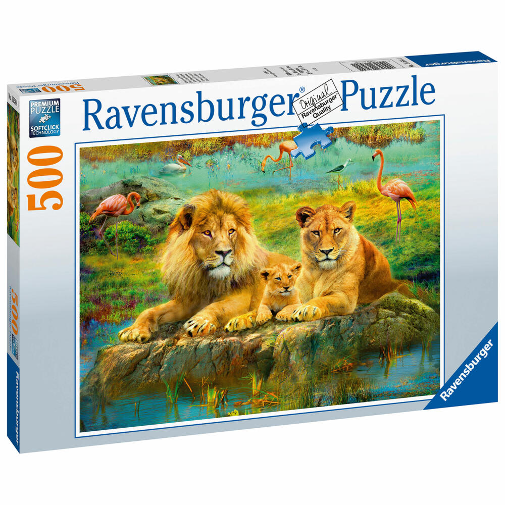 Ravensburger Puzzle Löwen in der Savanne, Erwachsenenpuzzle, Erwachsenen Puzzles, Standard, 500 Teile, 16584