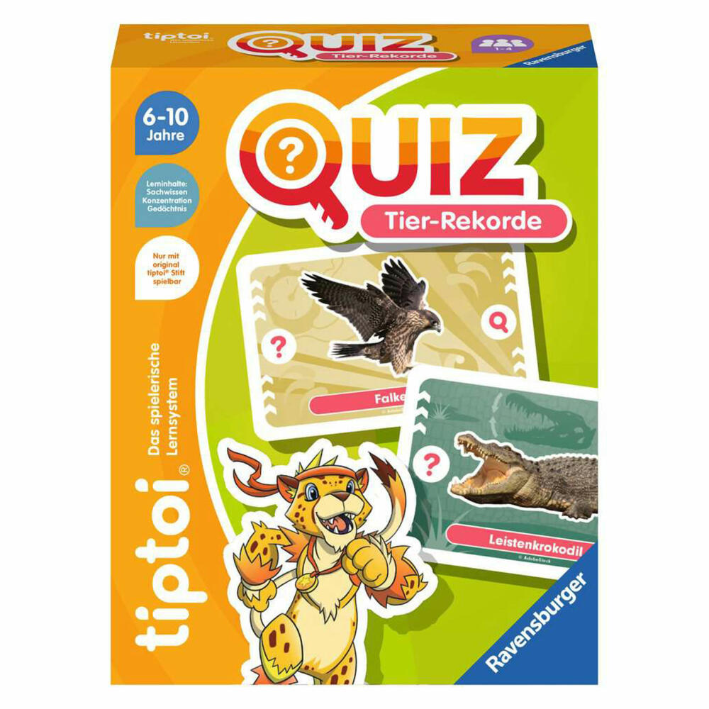 Ravensburger tiptoi Quiz Tier-Rekorde, Quizspiel, Wissensspiel, ab 6 Jahren, 00194