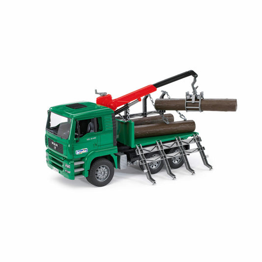 Bruder Baufahrzeuge MAN TGA Holztransport-LKW, mit Ladekran, Modellfahrzeug, Modell Fahrzeug, Spielzeug, 02769