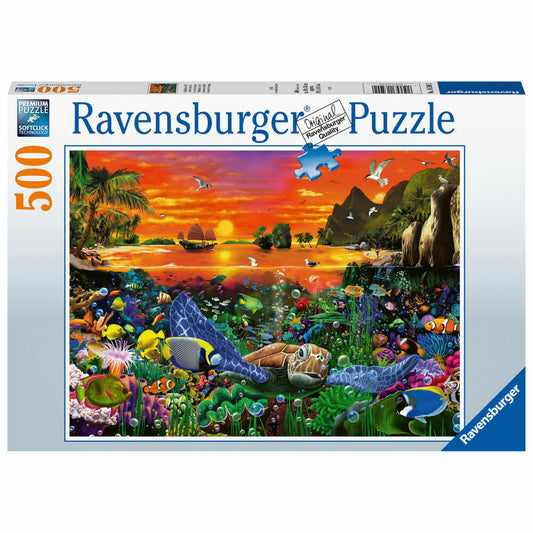 Ravensburger Puzzle Schildkröte im Riff, Erwachsenenpuzzle, Erwachsenen Puzzles, Standard, 500 Teile, 16590