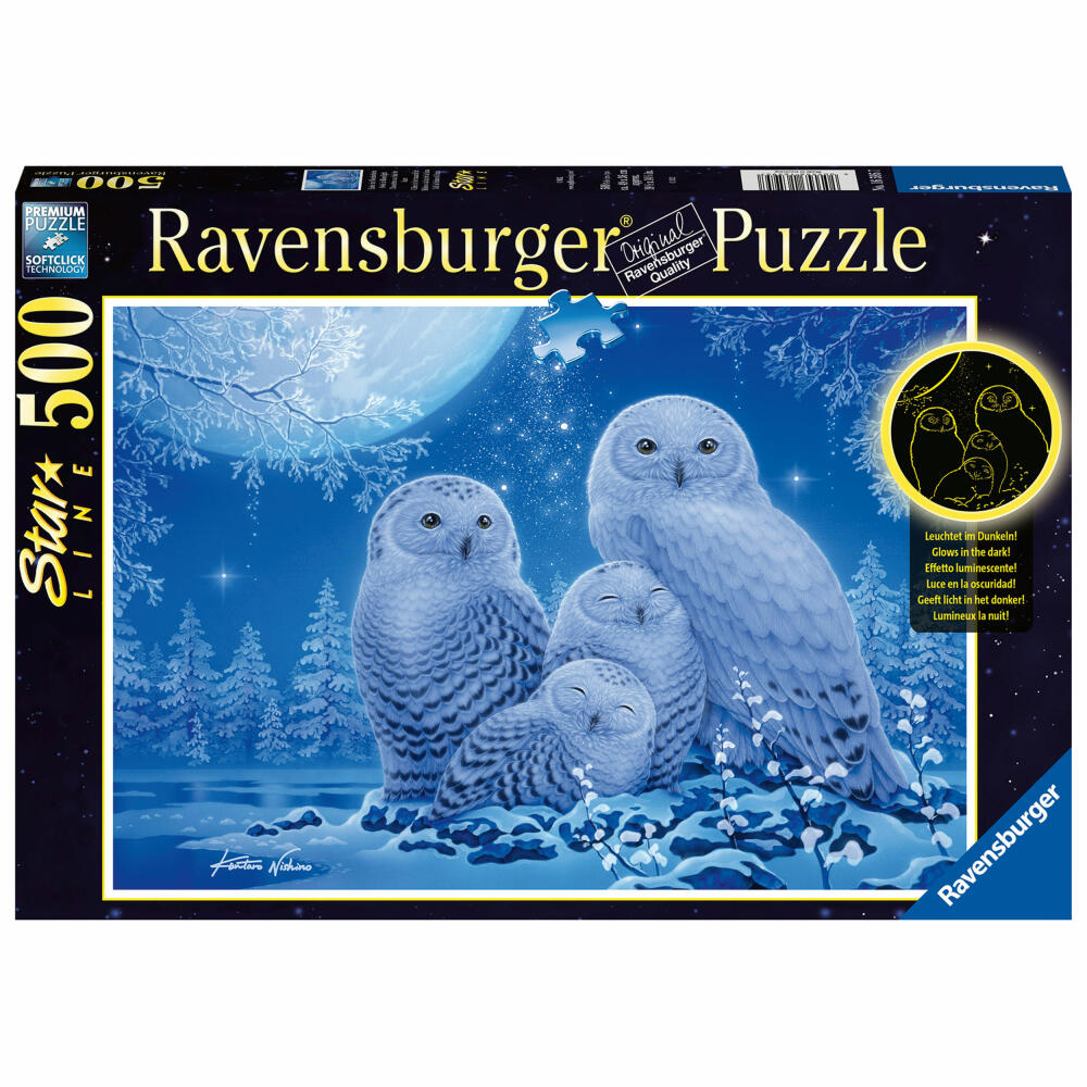 Ravensburger Puzzle Eulen im Mondschein, Starline, Erwachsenenpuzzle, Erwachsenen Puzzles, 500 Teile, 16595