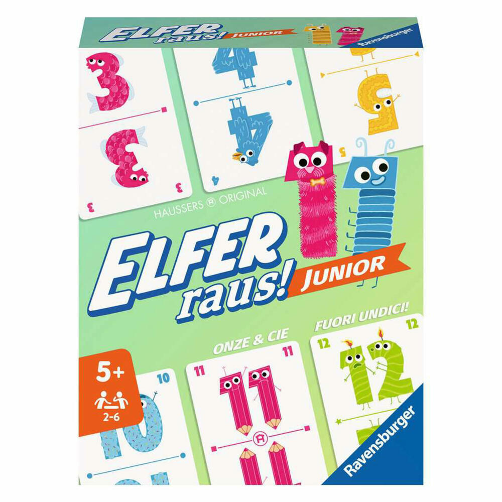 Ravensburger Elfer raus! Junior, Kartenspiel, Gesellschaftsspiel, Familienspiel, Kinderspiel, Kinder, 20947