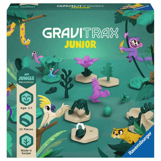 Ravensburger GraviTrax Junior Extension Jungle, Erweiterung, Kugelbahnsystem, Kugelbahn, Zubehör, 23747