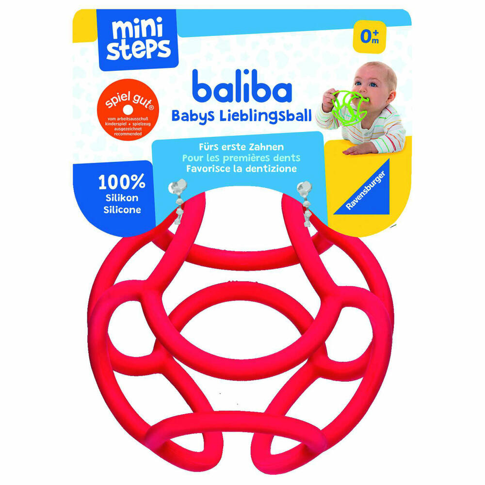 Ravensburger ministeps baliba - Babys Lieblingsball, Greifling, Beißball, Greifball, Ball, Beißhilfe, Spielzeug, Silikon, Rot, 04148