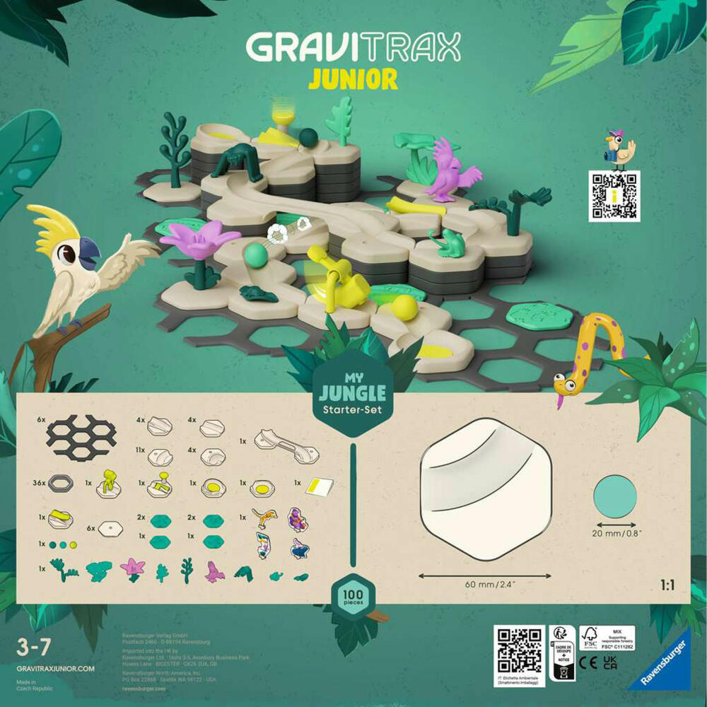 Ravensburger GraviTrax Junior Starter-Set L Jungle, Kugelbahnsystem, Kugelbahn, Bausatz, ab 3 Jahren, 27499