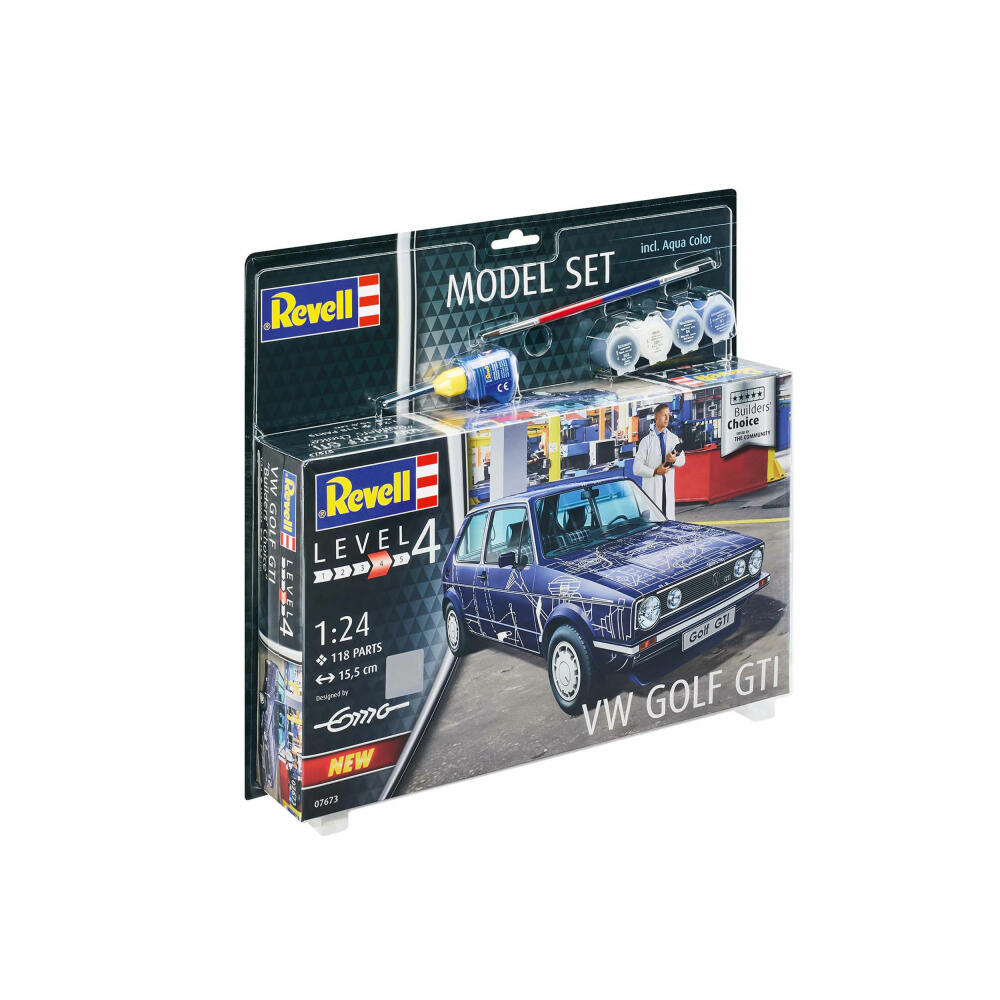 Revell Model Set VW Golf Gti Builders Choice, Auto, Modellbausatz mit Farben und Kleber, 121 Teile, ab 12 Jahren, 67673