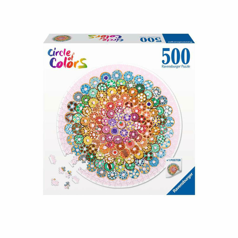 Ravensburger Puzzle Circle of Colors Donuts, Erwachsenenpuzzle, 500 Teile, ab 12 Jahren, 17346