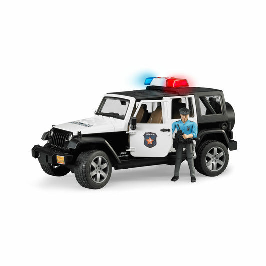 Bruder Einsatzfahrzeuge Jeep Wrangler Unlimited Rubicon Polizeifahrzeug, mit Polizist, Polizei Auto, Modellfahrzeug, Modell Fahrzeug, Spielzeug, 02526