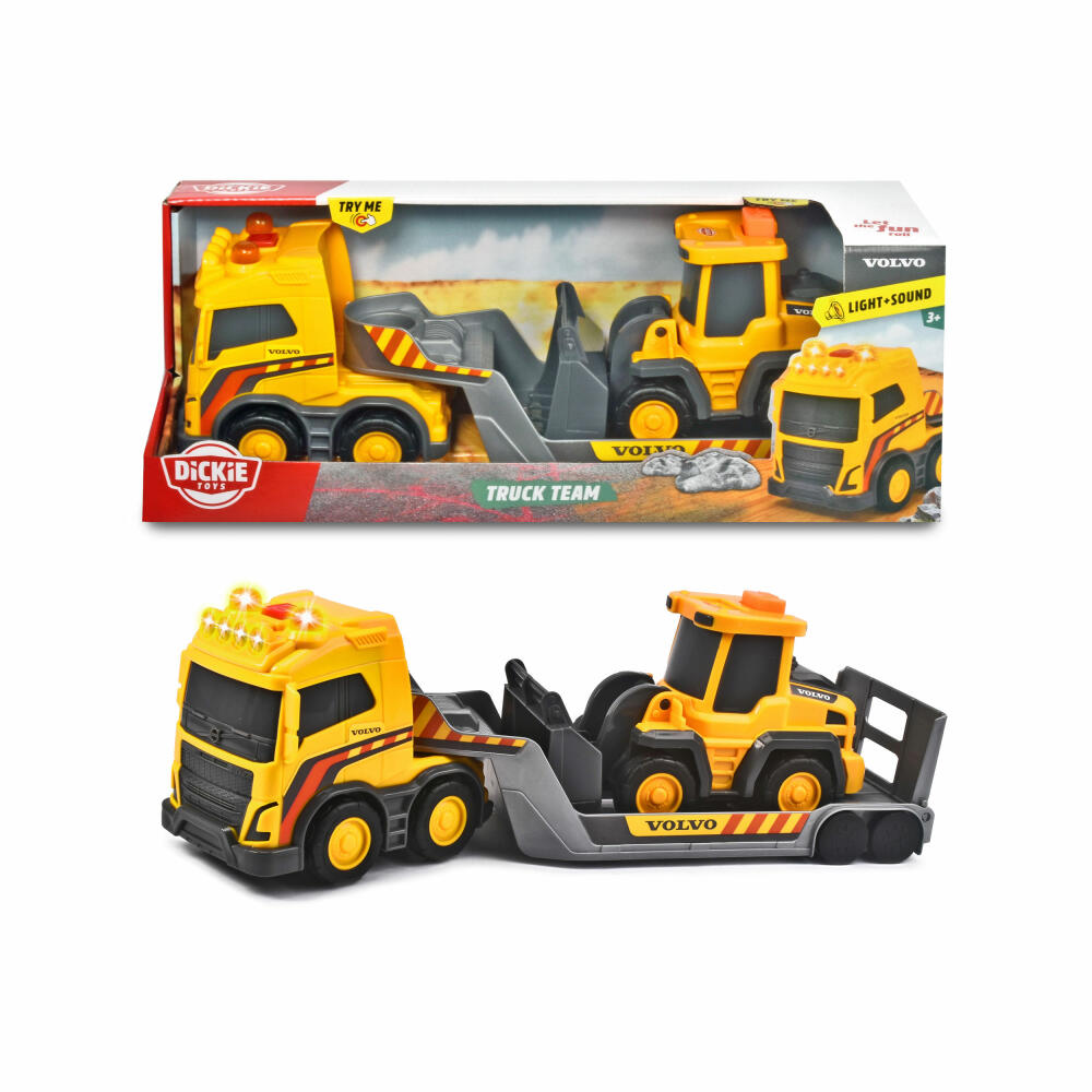 Dickie Toys Volvo Truck Team, 2-tlg., Bagger, Baustellenfahrzeuge, Baustelle, Fahrzeug, Spielzeug, 203725008