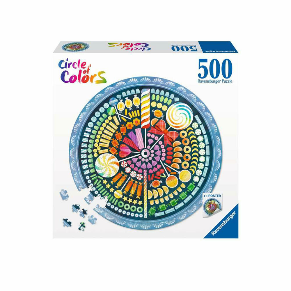 Ravensburger Puzzle Circle of Colors Candy, Erwachsenenpuzzle, 500 Teile, ab 12 Jahren, 17350