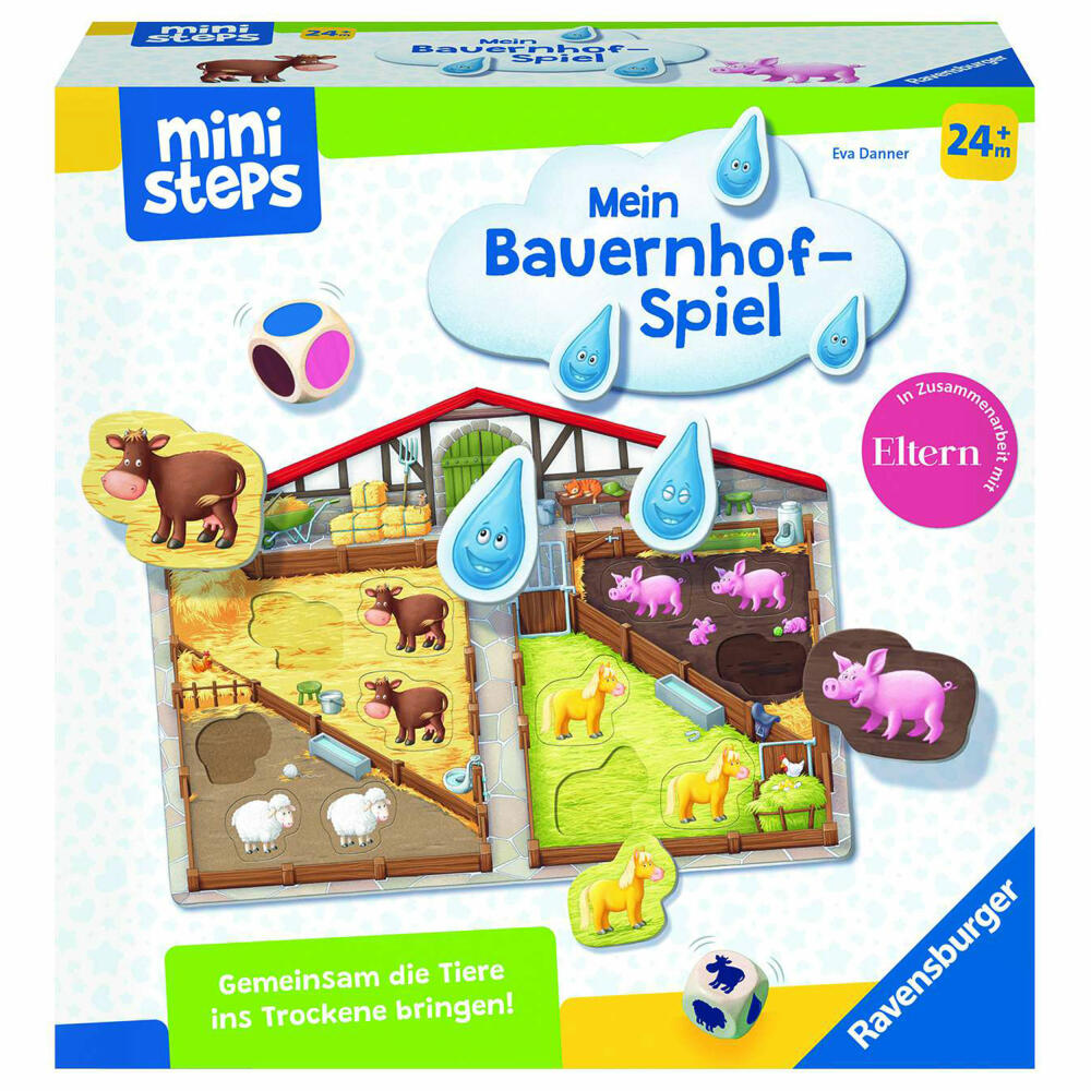 Ravensburger ministeps Unser Bauernhof-Spiel, Würfelspiel, Puzzlespiel, Kinder Spiel, Würfel, Puzzle, ab 24 Monaten, 04173