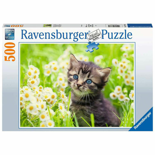 Ravensburger Puzzle Kätzchen in der Wiese, Erwachsenenpuzzle, 500 Teile, ab 12 Jahren, 17378