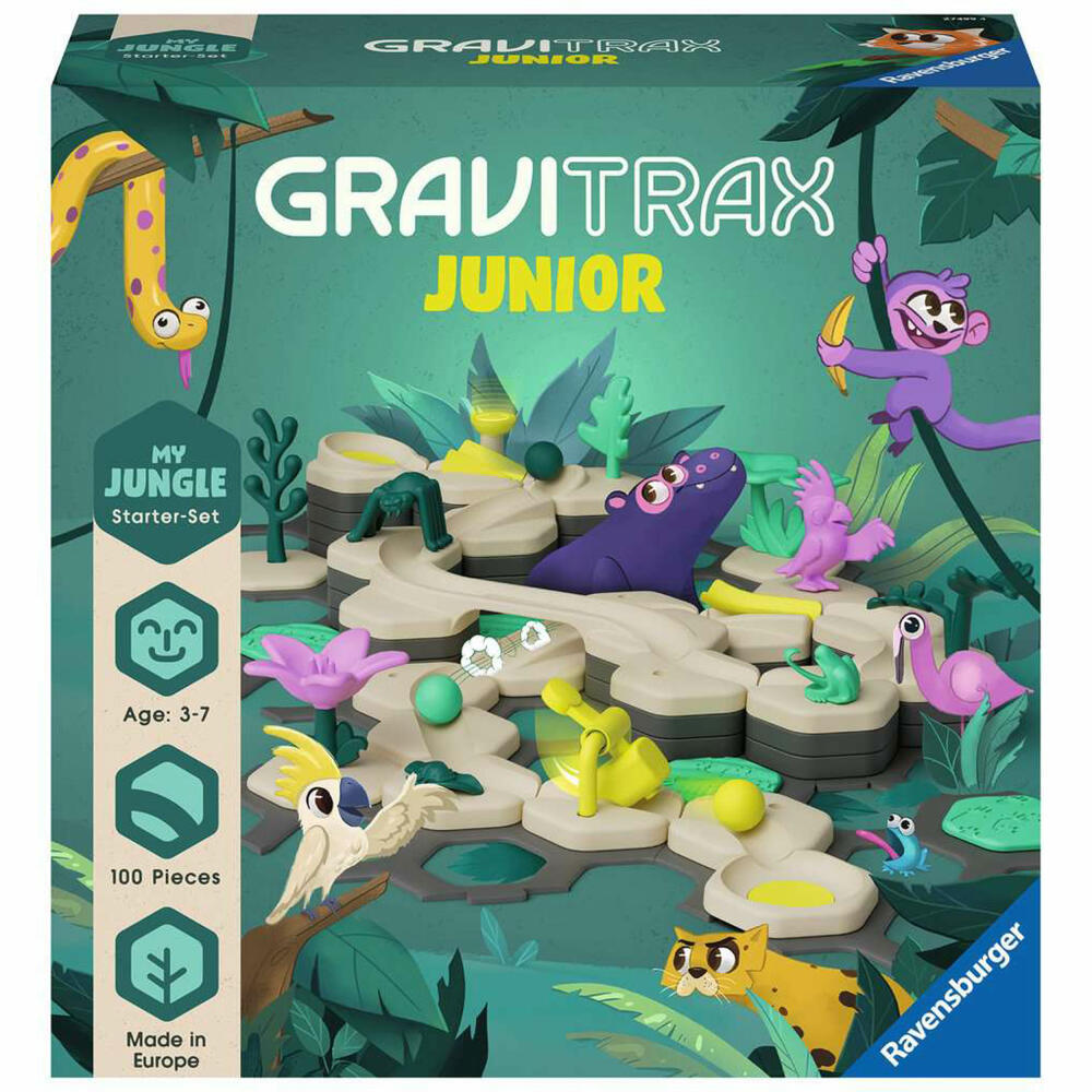 Ravensburger GraviTrax Junior Starter-Set L Jungle, Kugelbahnsystem, Kugelbahn, Bausatz, ab 3 Jahren, 27499