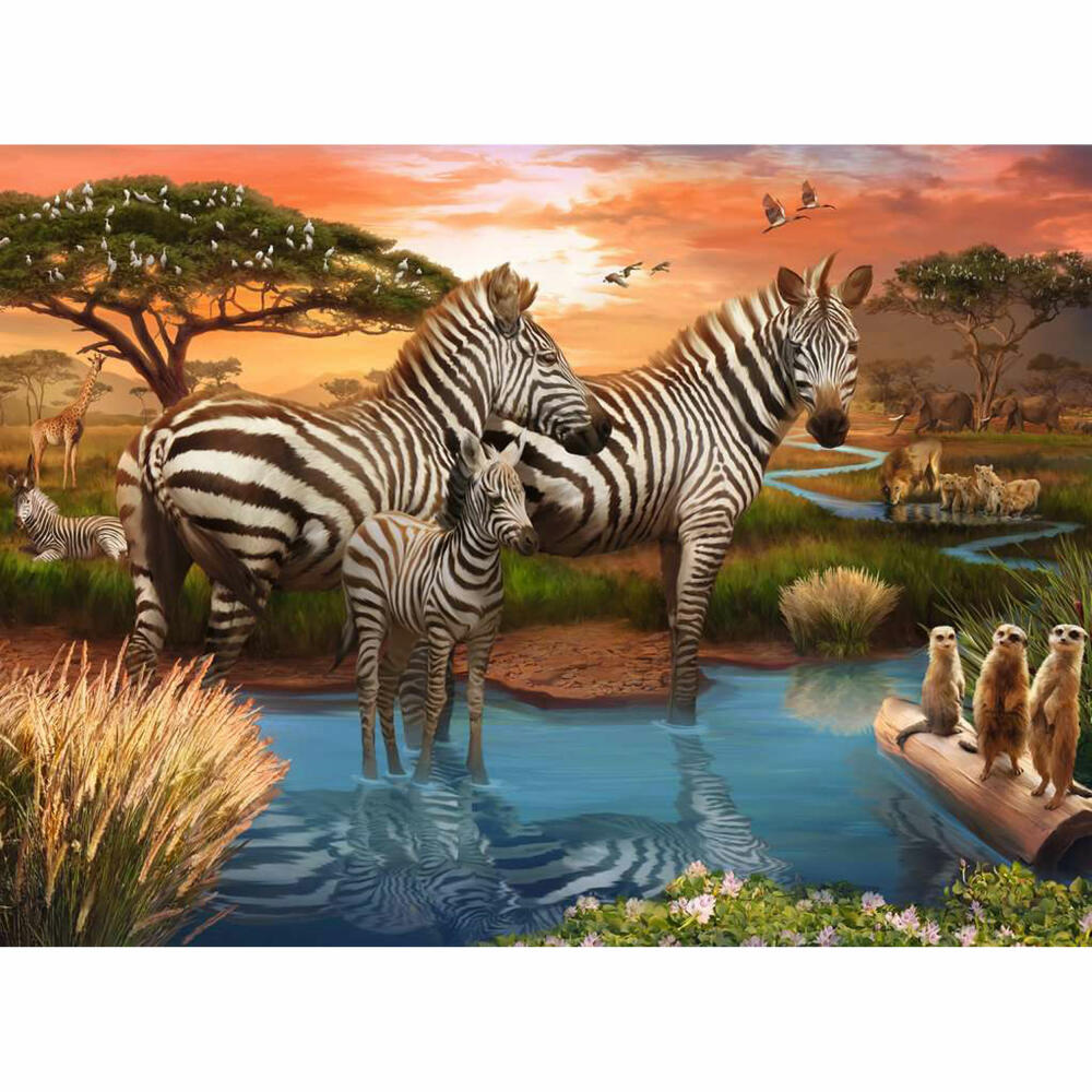 Ravensburger Zebras am Wasserloch, Kinderpuzzle, Kinder Puzzle, Premium Qualität, 500 Teile, 17376