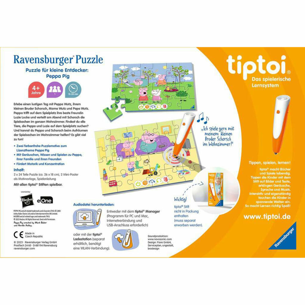 Ravensburger tiptoi Puzzle für kleine Entdecker: Peppa Pig, Kinderpuzzle, Kinder Spiel, Spielzeug, 00163