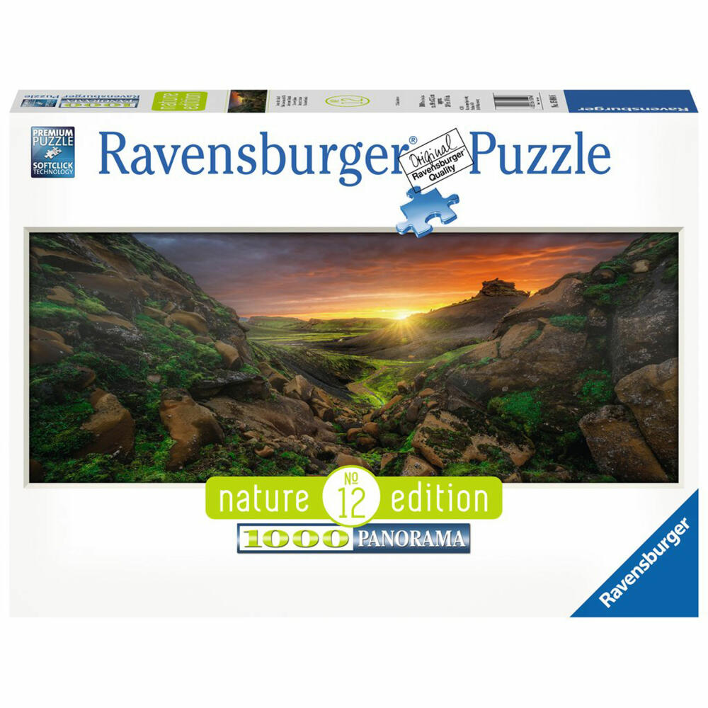 Ravensburger Puzzle Sonne Über Island, Nature Edition, Erwachsenenpuzzle, Premiumpuzzle, Panoramapuzzle, Panorama, 1000 Teile, 15094 6