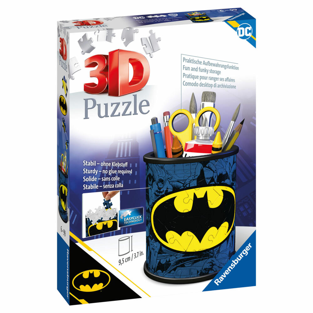 Ravensburger 3D-Puzzle Utensilo Batman, 3D Puzzle, Kinderpuzzle, Stiftehalter, 54 Teile, 11275