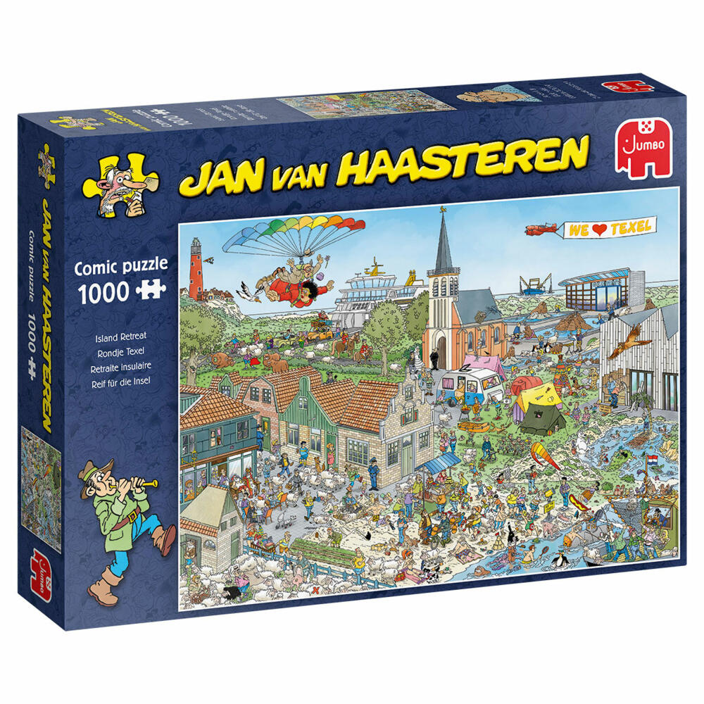 Jumbo Spiele Jan van Haasteren - Reif für die Insel, Puzzle, Erwachsenenpuzzle, Puzzlespiel, 1000 Teile, 20036