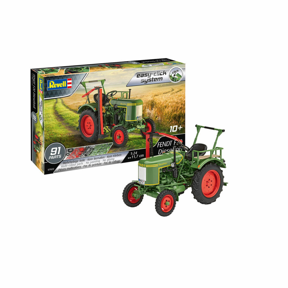 Revell Bausatz Fendt F20 Dieselroß Traktor, Modellbausatz, Easy Click System, ohne Kleben, 91 Teile, ab 10 Jahre, 07822