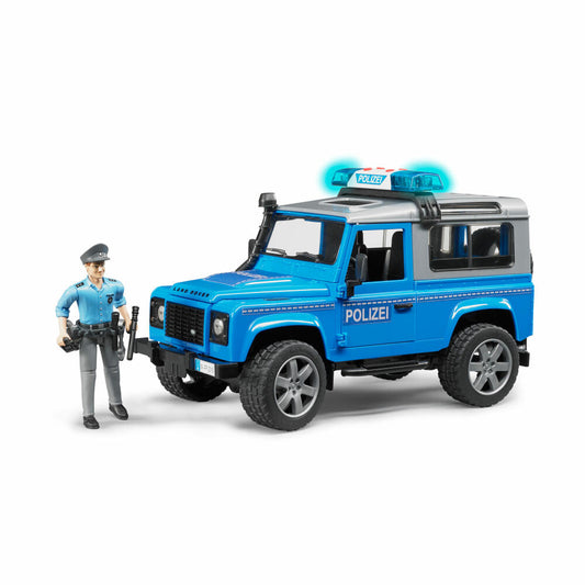 Bruder Land Rover Defender Station Wagon Polizei, mit Polizist, Modellfahrzeug, Modell Fahrzeug, Spielzeug, 2597