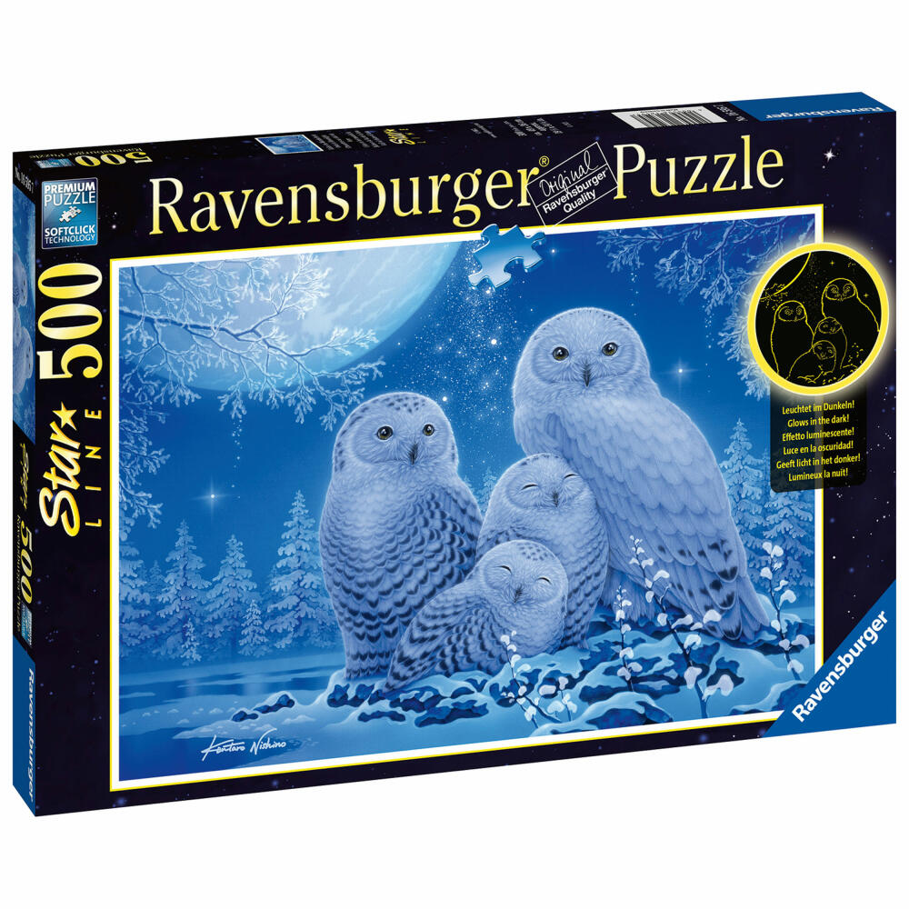 Ravensburger Puzzle Eulen im Mondschein, Starline, Erwachsenenpuzzle, Erwachsenen Puzzles, 500 Teile, 16595