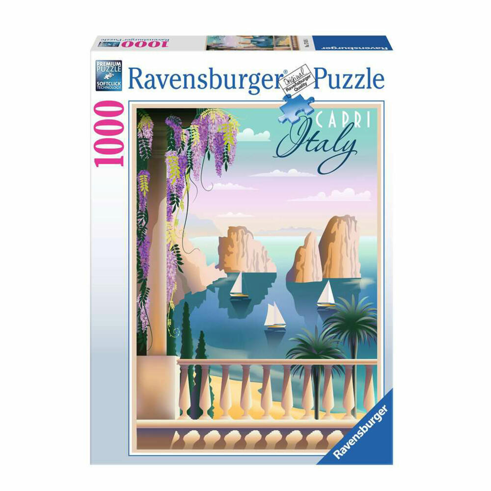 Ravensburger Viele Grüße aus Capri, Italy, 1000 Teile, Erwachsenenpuzzle, Puzzle für Erwachsene, 17615