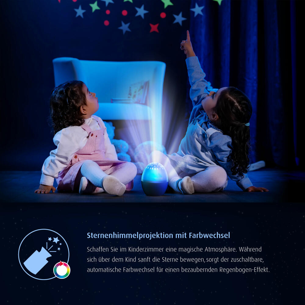 reer Starlino Sternenprojektor, Nachtlicht mit Sternenlicht, Sternenhimmel, Baby Nachtleuchte, Farbwechsel, Batteriebetrieben, 52100